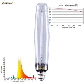 Vegelumax 1000Watt Hydroponic High Pressure Sodium HPS Grow Light Bulb Lamp,High PAR Enhanced Red and Orange Spectrums,CCT 2100K,Ultra Bright 140,000 Lumens,E39 Base,1pack