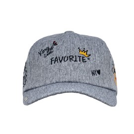WITHMOONS Cotton Baseball Cap Favorite Lettering Embroidery Melange Adjustable Dad Hat TR11497 (Grey)