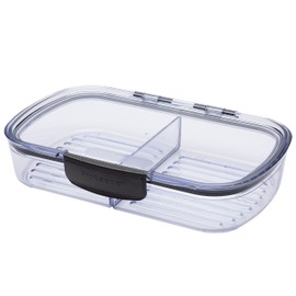 Progressive Prokeeper + Deli Storage Set: Air-Tight Silicone Sealed Containers w Grooved Bottom, Dry Erase Lid, BPA-Free, Stackable, Keeps Meats & Cheeses Fresh Longer, PKS-710C Split Deli 1.6L