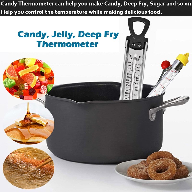 Candy Thermometer with Pot Clip, Deep Fry Oil Kitchen Cooking