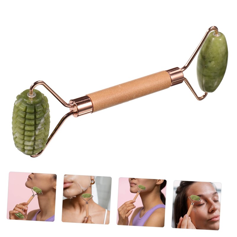 SAFIGLE Jade Face Massager Tool Double Head Natural Jade Roller