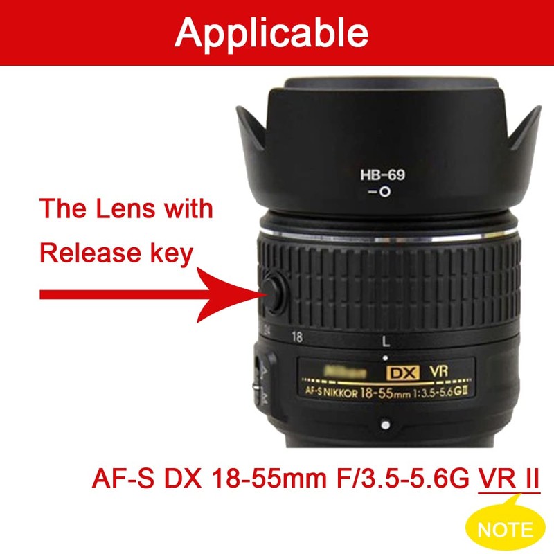 Lens Hood HB-69 and 52mm Lens Cap Compatible for Nikon