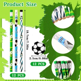 RUIJIE Football Pencil and Football Erasers, Pack of 24, Party Bags, Football Decoration, Birthday, Children, Pencil with Eraser for Birthday Party, Rewards, Students, Teachers, Children's Birthday