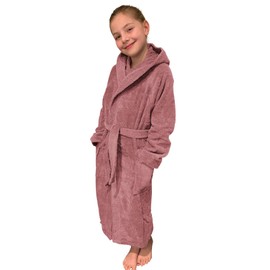 Homelevel Terry Towelling Bathrobe for Children – Dressing Gown with Pockets Hood Belt – Children's Bathrobe for Boys and Girls – 100% Cotton