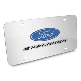 iPick Image for Ford Explorer 3D Dual Logo Mirror Chrome Stainless Steel License Plate