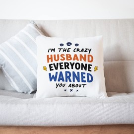 MUGFFINS HUSBAND Cushion Padding included - in English - Everyone warned you about - Funny gift - Pillow: cover and filling 15.7x15.7 inches