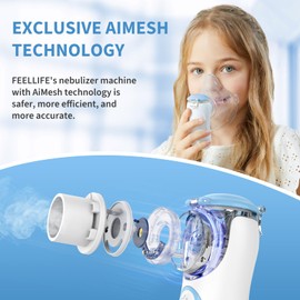 FEELLIFE FEELLIFE Inhalationsgerät Kinder Baby, Inhalator Erwachsene Kinder, Vernebler Inhaliergerät Kinder, Nebulizer Inhalator Leiser Unter 25 dB, Tragbar Inhalationsgerät Effektiv bei Atemwegserkrankungen