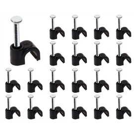 Mini Skater Ethernet Cables Wire Clip with Steel Nail for Securing Extension Cords Coaxial Cable Management (4mm, Black, 100)