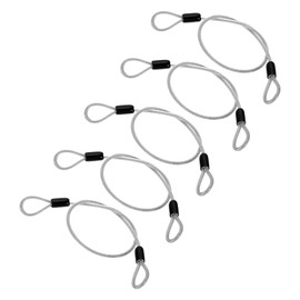 PATIKIL 5/32" Dia Vinyl Coated Stainless Steel Cable with Loops, 5 Pcs 2 ft (20") Flexible Wire Rope Security Chain Lanyard Lock for Outdoor Stage Lighting Luggage Lock, Clear