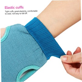 TOVINANNA Elastic Cuff Thumb Hole 8 Pack Exfoliating Gloves Shower Mittens for Women Men