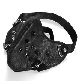 JewelryWe Jewellery Gotic Punk Motorcycle Mask Balaclava Ski Mask Half Face Mask Cosplay Leather, Base Metal, #2 Black