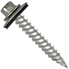 Stainless Steel Metal Roofing Screw: NO Paint (250) 12 x 1-1/2" Hex Sheet Metal Roof Screw. Sharp Point Metal to Wood siding Screws. 5/8" EPDM Washer.