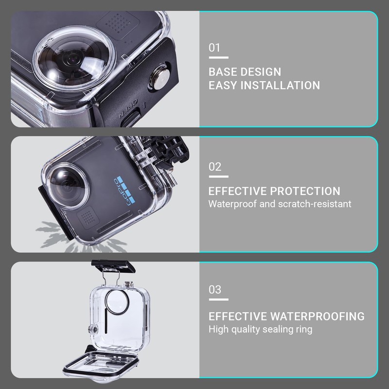 Waterproof Housing Case for Gopro Max 360 2025 Action Camera,