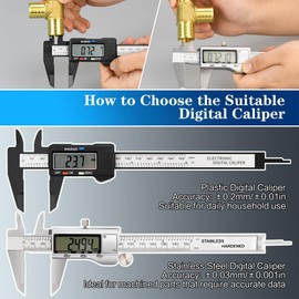 Vernier Calipers Digital Gauge 0-150mm 0-6" Measuring Tool Accuracy for DIY/Household/Industrial Use (Stainless Steel)
