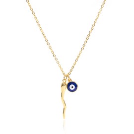 MTJAHPS Horn eye necklace, Italian horn, 14k Gold-Plated Italian horn necklace, protection necklace, talisman, evil eye jewelry for woman