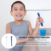 SUPVOX 2PCS False Teeth Brushes Two-Side t-Shape Denture Toothbrush (White+Blue)