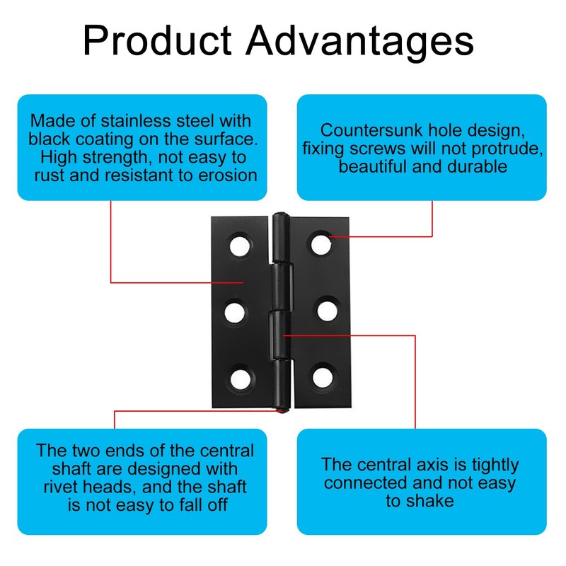 EUZUXU Pack of 12 Folding Hinges 44 mm x 32