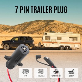 7 Pin Trailer Plug to SAE Connector Adapter - Heavy Duty 10AWG 7 Pin Trailer Cables 1/2/3ft Waterproof Trailer Plug Adapter for RV, Truck, Marine 12V Devices (2Pack, 1ft)