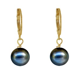 LES POULETTES BIJOUX - Mini Hoop Earrings Gold Plated and Cultured Pearl, Pearl