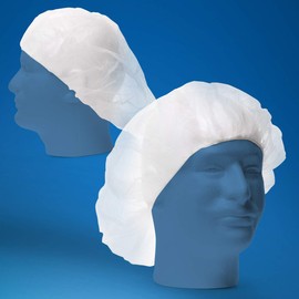 RightCare Disposable Hair Net Bouffant Caps 24" Spunbonded with Elastic Band, White, Case of 2000pcs