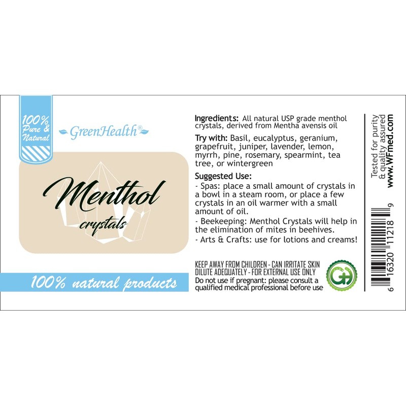 Greenhealth - 1oz - Menthol Crystals in a White Plastic
