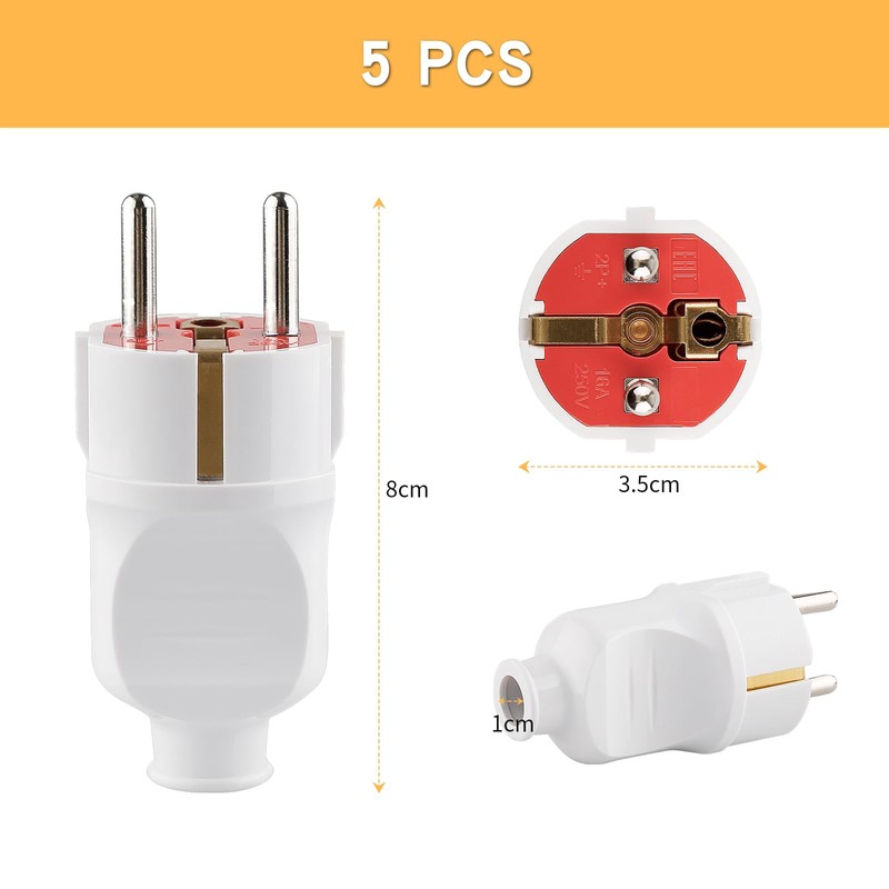 Schuko plug safety plug, 5 pack safety plug set with