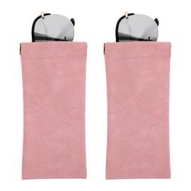 Grevosea 2 Pack Glasses Case, Soft Sunglass Case Portable Squeeze Top Leather Glasses Pouch Anti-scratch Eyeglass Cases Sunglasses Case for Women (Pink)