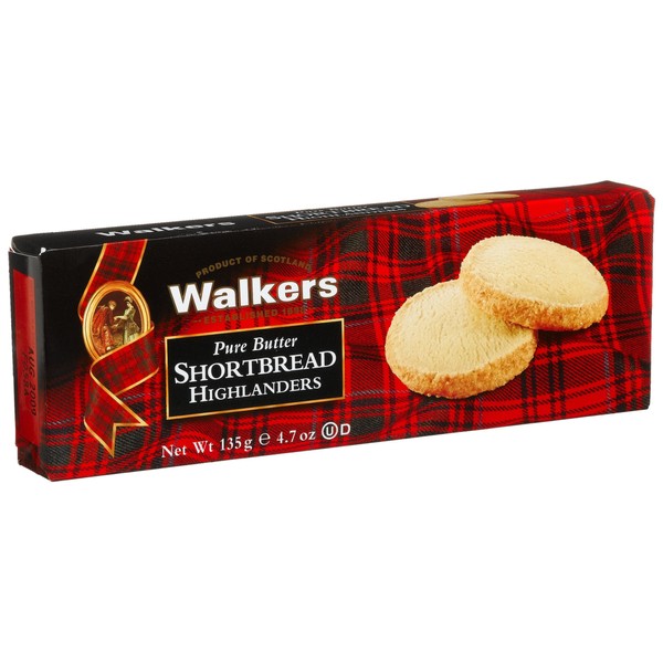 Walker's Shortbread Highlanders, Pure Butter Shortbread Cookies, 4.7 Oz Box (Pack of 4)