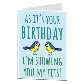 Very Rude Funny Naughty Birthday Card for Husband Boyfriend BF Showing My Ti*s