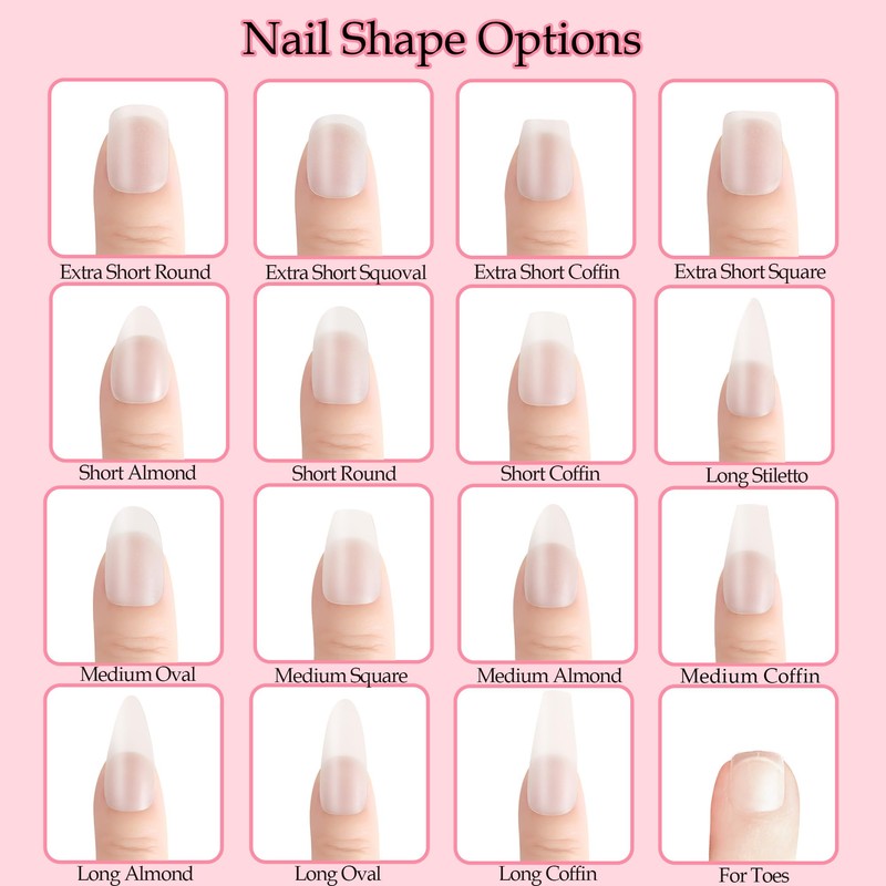 Sun&Beam Nails Clear Nail Tips, 15 Sizes, 240 Pieces, Full