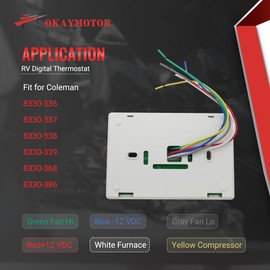 OKAY MOTOR RV Digital Thermostat for Coleman 83303362 Air Conditioner Heat/Cool T-Stat Wall 8330-336 337 338 339 368 386 - White
