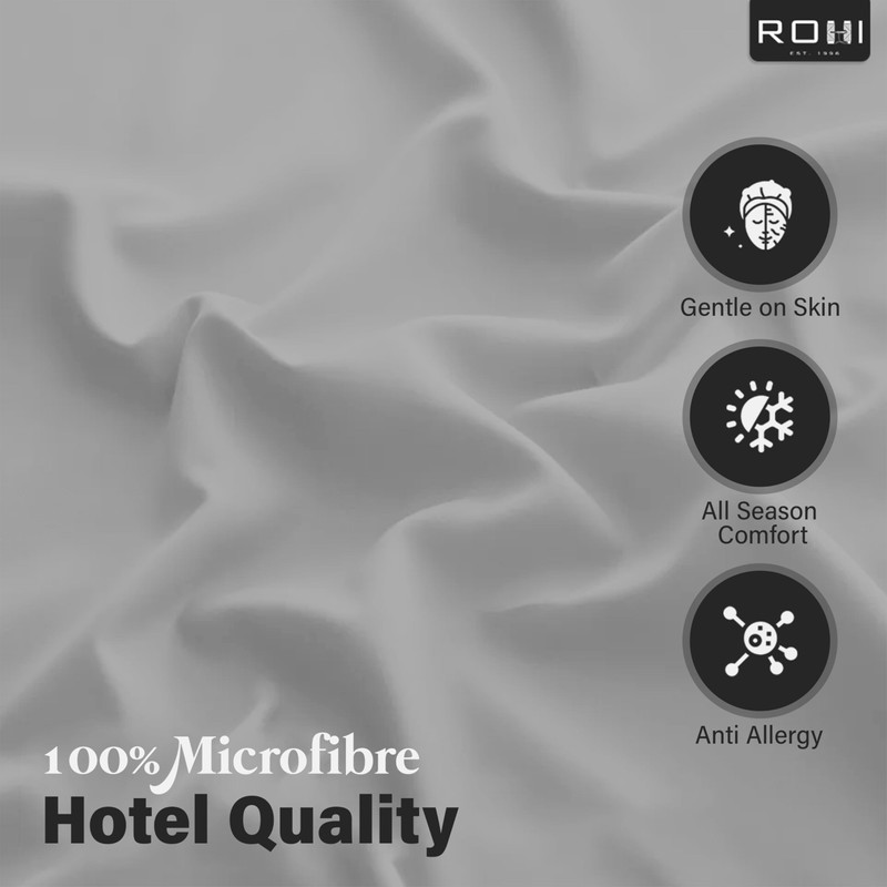 Rohi Microfibre Silver Pillowcases 4 Pack – Ultra Soft &