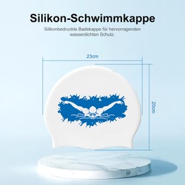 Badekappe Silikon Schwimmkappe Anti-Rutsch Bademütze Damen Herren Erwachsene Jugendliche Bademütze Silikon wasserdichte Schwimmhaube Badehaube für Langes und Kurzes Haar