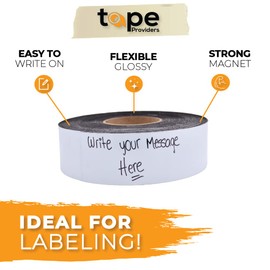 WOD MAG03-WOE Dry Erase Magnetic Whiteboard Strip Tape - 1/2 inch x 10 feet - Write On/Wipe Off for Labeling in Classrooms, Refrigerators, and Crafts - Glossy White Board