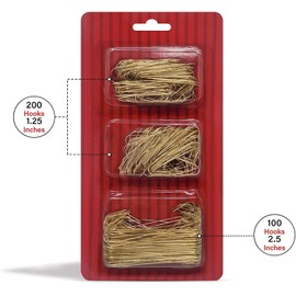 Ornament Hooks – Bexter 300 Pack Gold Metal Wire Hooks for Christmas Tree Decoration and Hanging, Holiday Decorating Hooks (Gold) (Happy Holidays!)