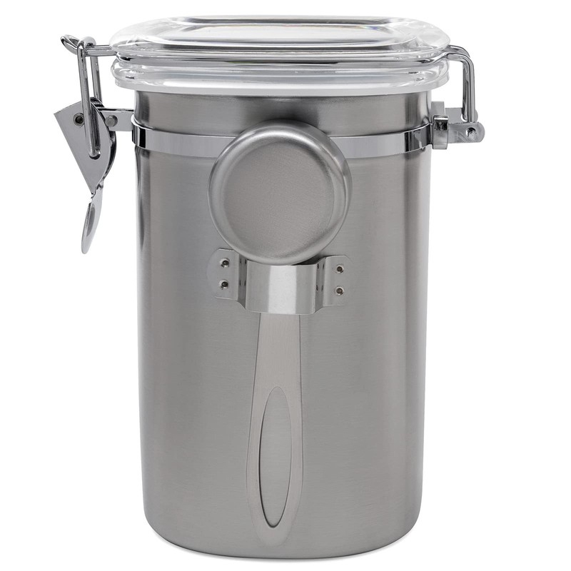 ChefWave Durable Stainless Steel Coffee Canister with Measuring Spoon, Convenient