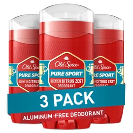 Old Spice Aluminum Free Deodorant for Men, 24/7 Odor Protection, 24/7 Freshness & Lasting Scent, Pure Sport with Citrus Zest Scent, 3.0 oz (Pack of 3)
