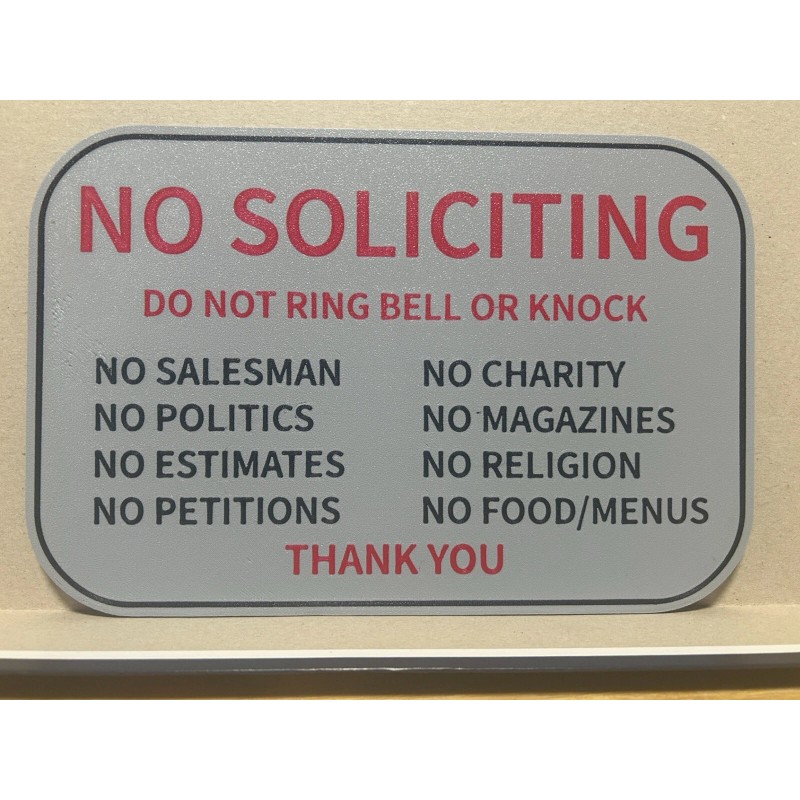 Ring Doorbell - No Soliciting Sign And Button Cover -