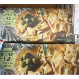 Trader Joe's 2 Pack Trader Joe's Green Olive Flats Italian Lingue Crackers 5.29 oz NEW ITEM