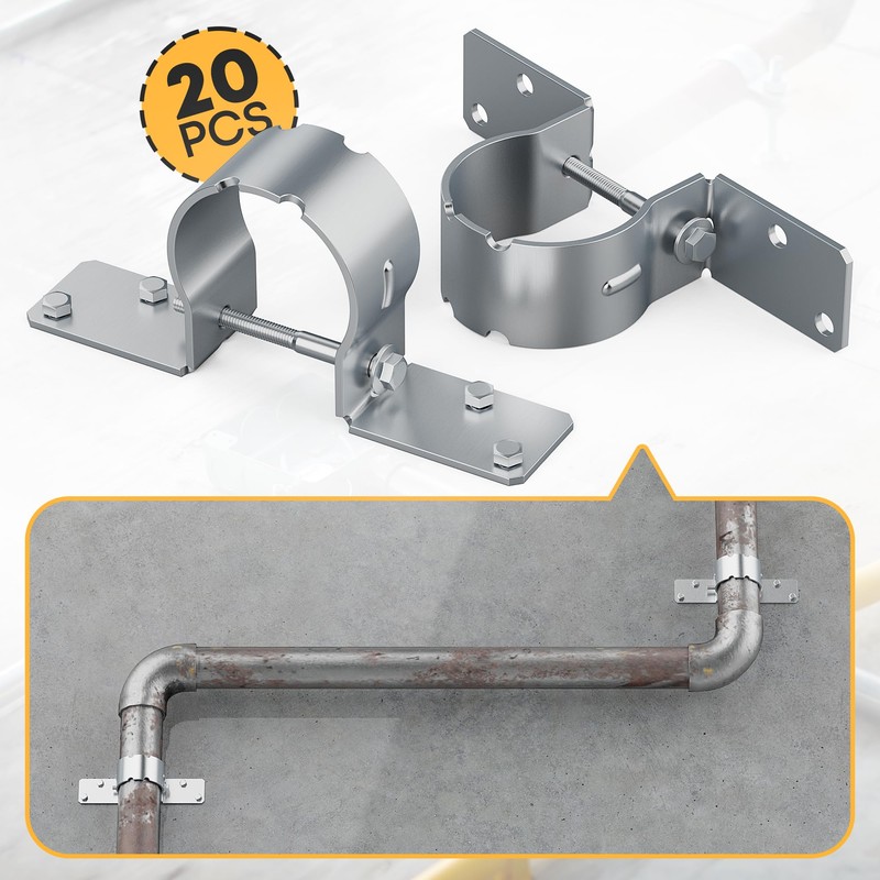 20 PCS Fence Post Brackets, 2-3/8 Steel to Wood Fence