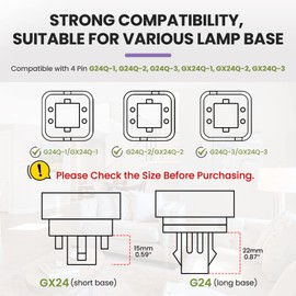 Luxvista Gx24q to E26/E27 LED Light Sockets Adapter, Gx24 to Medium Edison Bulb Base Adapter, 4 Pin CFL Lamp Base Converter, Gx24/Gx24q to E26 Light Fixture, Remove Bypass The Ballast, 10-Pack