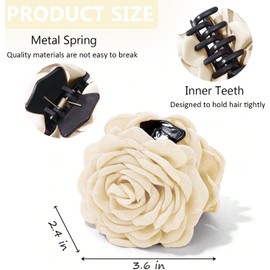 Rose Flower Claws Clips for Women 2Pack Large Hawaiian Rose Hair Clips Floral Hair Clips Women Girls Thin Hair Blooming Rose Claws Clips Non Slip Strong Hold for Thick Hair 2 Colors