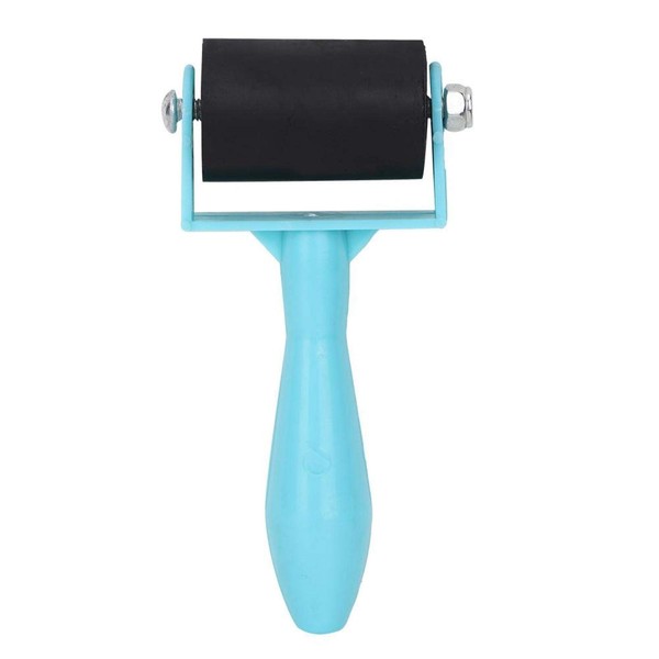 1.38 Inch Rubber Brayer Roller Art Ink Painting Printing Roller Punch Tool Plastic Handle (Blue)