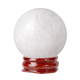 dssmboom 45-50mm Crystal Ball Ornament with Wooden Stand for Meditation, Decorative Feng Shui Crystal Sphere for Home Office and Chakra Balancing, Rock Quartz