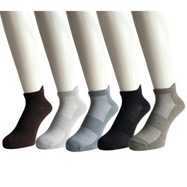 [モードセレクト] ソックス メンズ くるぶし 薄手 メッシュ編み 夏 靴下 メンズ 夏 涼しい ビジネス スポーツ 綿混 通気性 25-27cm 5足セット（色お任せ） M02