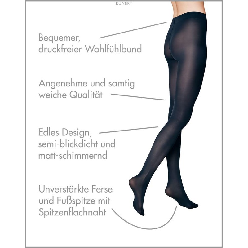 KUNERT Women's Velvet 40 Tights, 40 DEN, Blue (Marine 0880)),