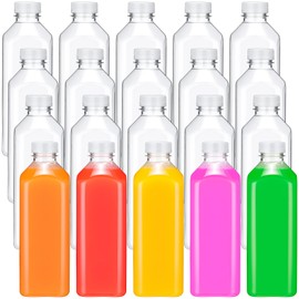 Didaey 10 Pieces 33 oz Plastic Juice Bottles with Caps Bulk, Clear Empty Juice Bottles with Lids, Reusable Beverage Containers for Freezer, Fridge, Milk, Smoothies, Drinking Beverages(White)