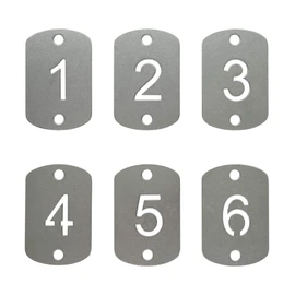 StayMax Rectangular Hollowed Stainless Steel Number Tags Key Tags with Two Holes (1-10)