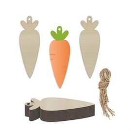 20pcs Blank Wooden Carrot Hanging Ornaments Carrot Shaped Wood DIY Crafts Cutouts with Hole Hemp Ropes Gift Tags for Easter Christmas DIY Projects Decorations