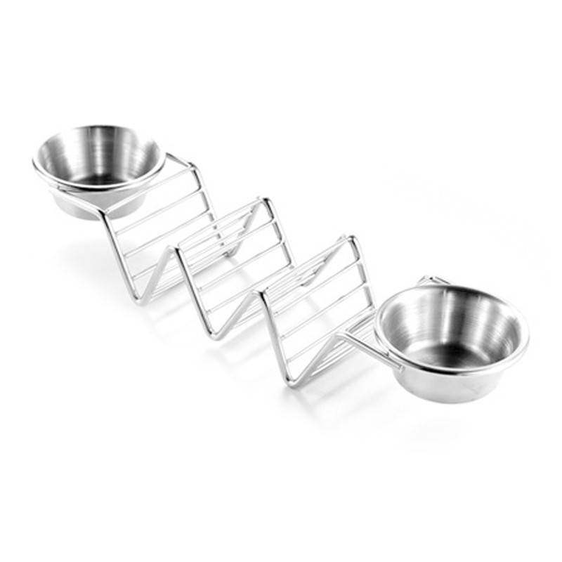 Taco Stand Stainless Steel 3 Grid V Shaped Glossy Taco